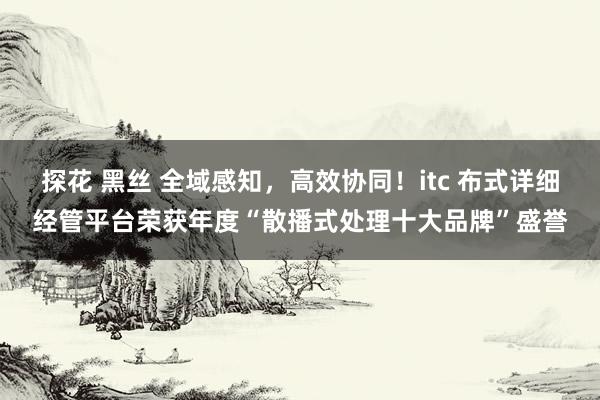 探花 黑丝 全域感知，高效协同！itc 布式详细经管平台荣获年度“散播式处理十大品牌”盛誉