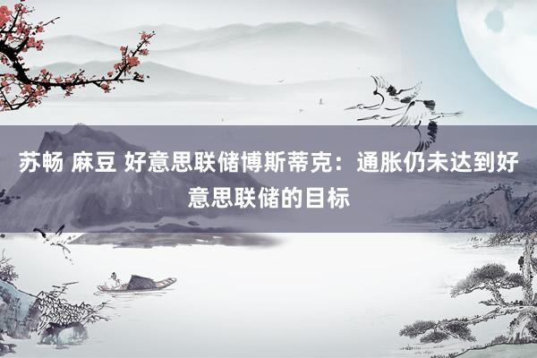 苏畅 麻豆 好意思联储博斯蒂克：通胀仍未达到好意思联储的目标