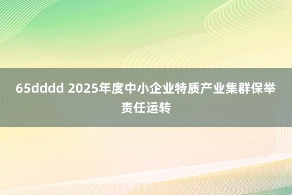 65dddd 2025年度中小企业特质产业集群保举责任运转