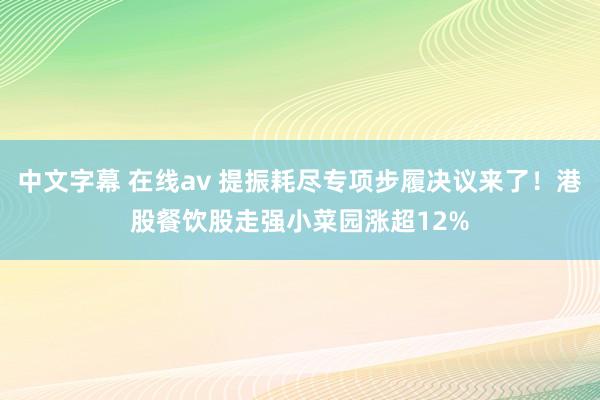 中文字幕 在线av 提振耗尽专项步履决议来了！港股餐饮股走强小菜园涨超12%