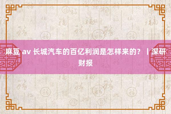 麻豆 av 长城汽车的百亿利润是怎样来的？丨深研财报